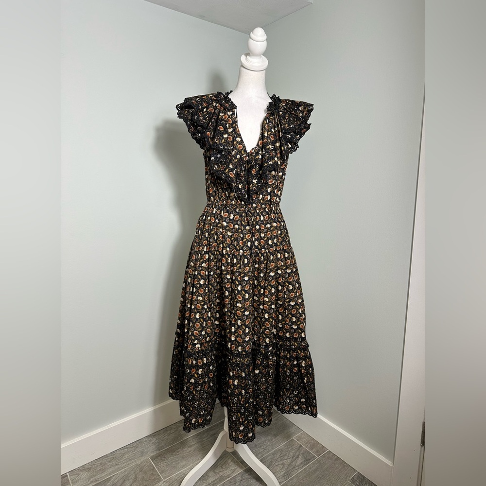 ULLA JOHNSON Yvette Floral Cotton Midi Dress Size 4 - Picture 3 of 17